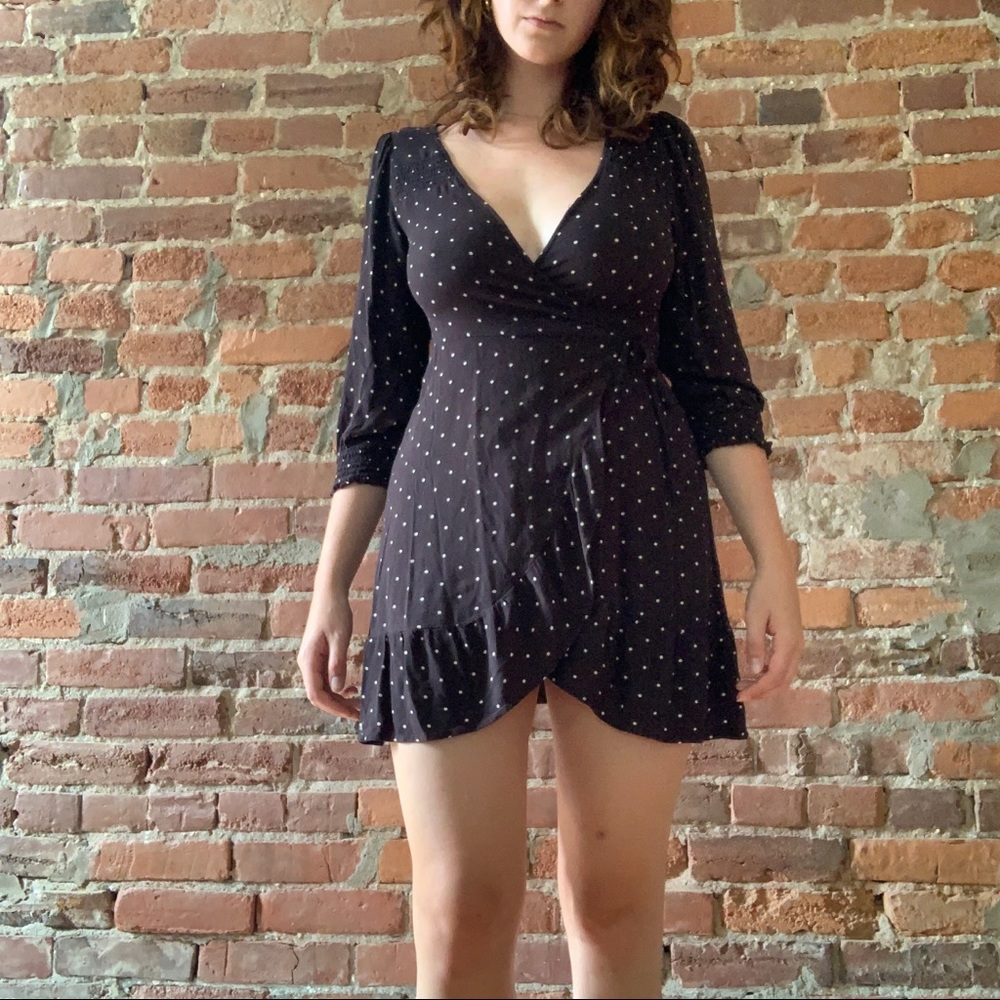 Polka dot wrap dress